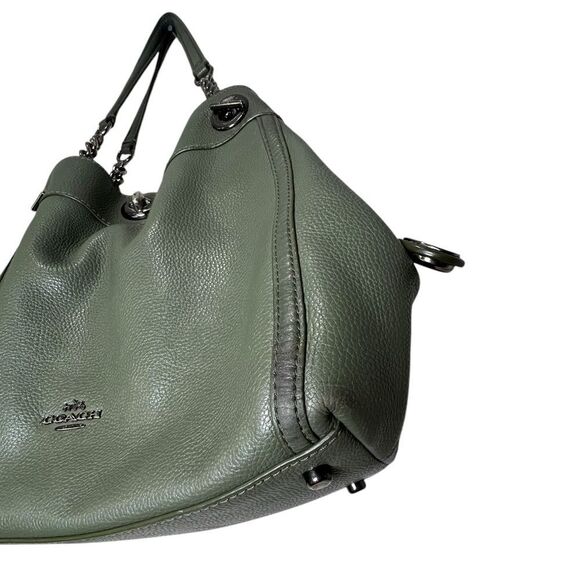 Coach Edie 31 Shoulder Bag Green Pebbled Leather Chain Strap Tote 36855 - Picture 3 of 16